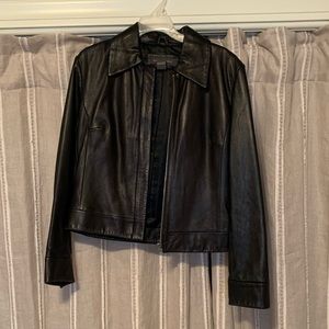 Banana Republic vintage black leather jacket, S